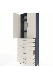 Arges Dolap 3 Raflı 6 Çekmeceli 2 Kapaklı 88x30x243 Antrasit-Aytaşı