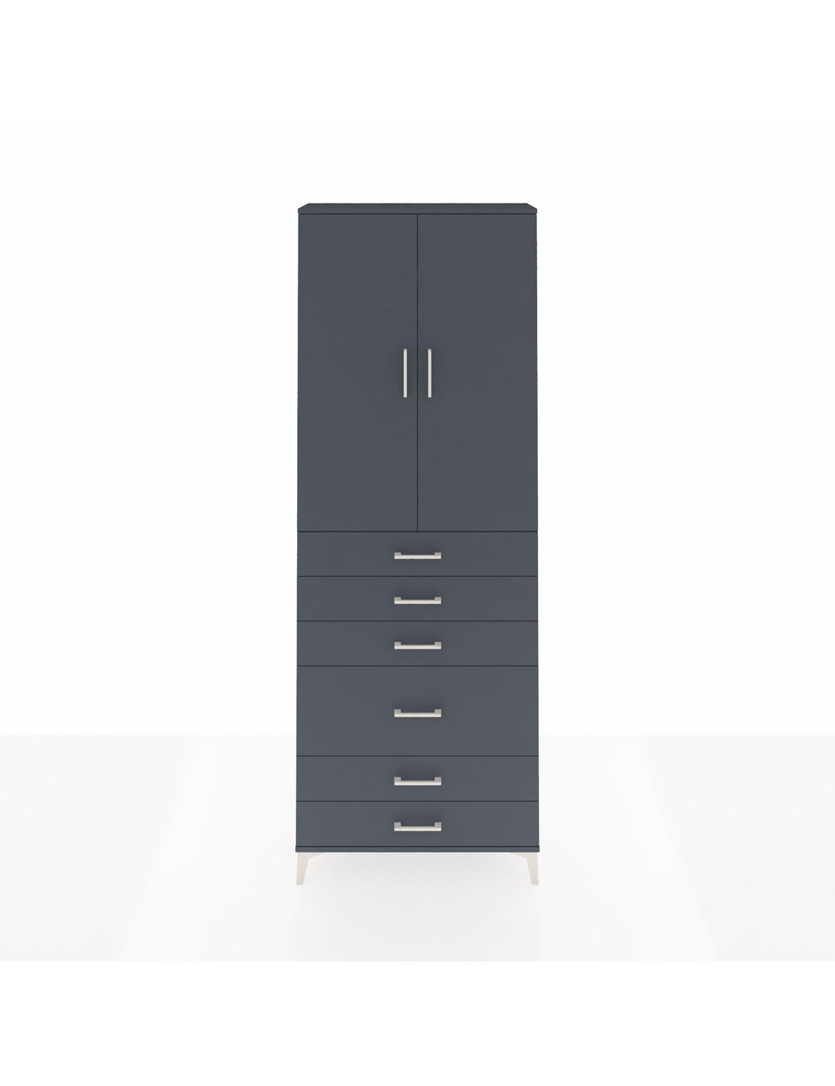 Arges Dolap 3 Raflı 6 Çekmeceli 2 Kapaklı 88x30x243 Antrasit-Antrasit