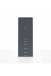 Arges Dolap 3 Raflı 6 Çekmeceli 2 Kapaklı 88x30x243 Antrasit-Antrasit