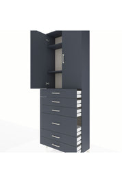 Arges Dolap 3 Raflı 6 Çekmeceli 2 Kapaklı 88x30x243 Antrasit-Antrasit