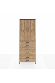 Arges Dolap 3 Raflı 6 Çekmeceli 2 Kapaklı 88x30x243 Antrasit-Çam