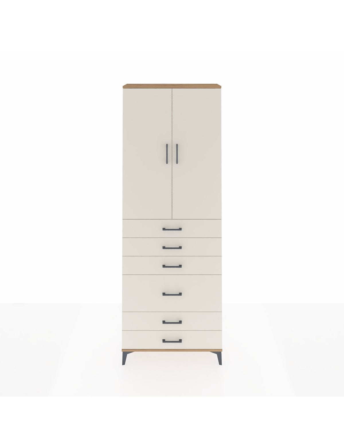 Arges Dolap 3 Raflı 6 Çekmeceli 2 Kapaklı 88x30x243 Çam-Aytaşı