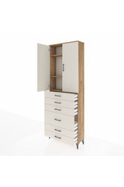 Arges Dolap 3 Raflı 6 Çekmeceli 2 Kapaklı 88x30x243 Çam-Aytaşı