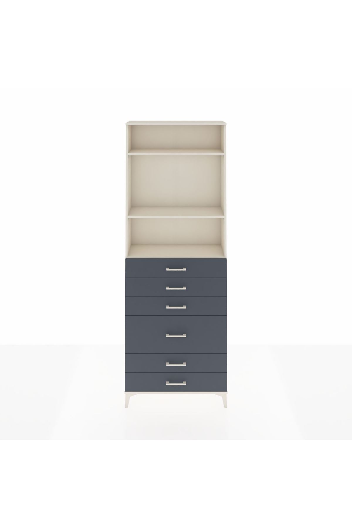 Arges Dolap 3 Raflı 6 Çekmeceli 2 Kapaklı 88x30x243 Aytaşı-Antrasit