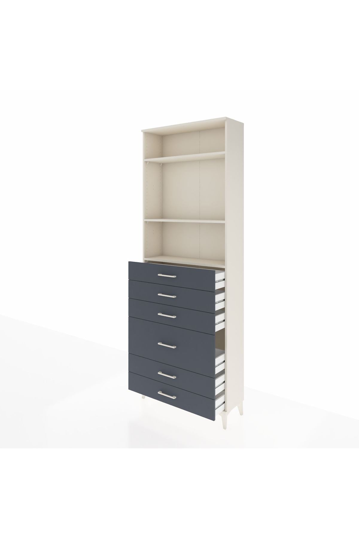 Arges Dolap 3 Raflı 6 Çekmeceli 2 Kapaklı 88x30x243 Aytaşı-Antrasit