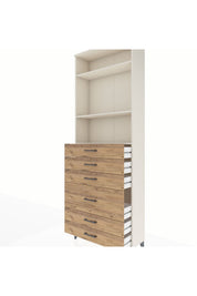 Arges Dolap 3 Raflı 6 Çekmeceli 2 Kapaklı 88x30x243 Aytaşı-Çam