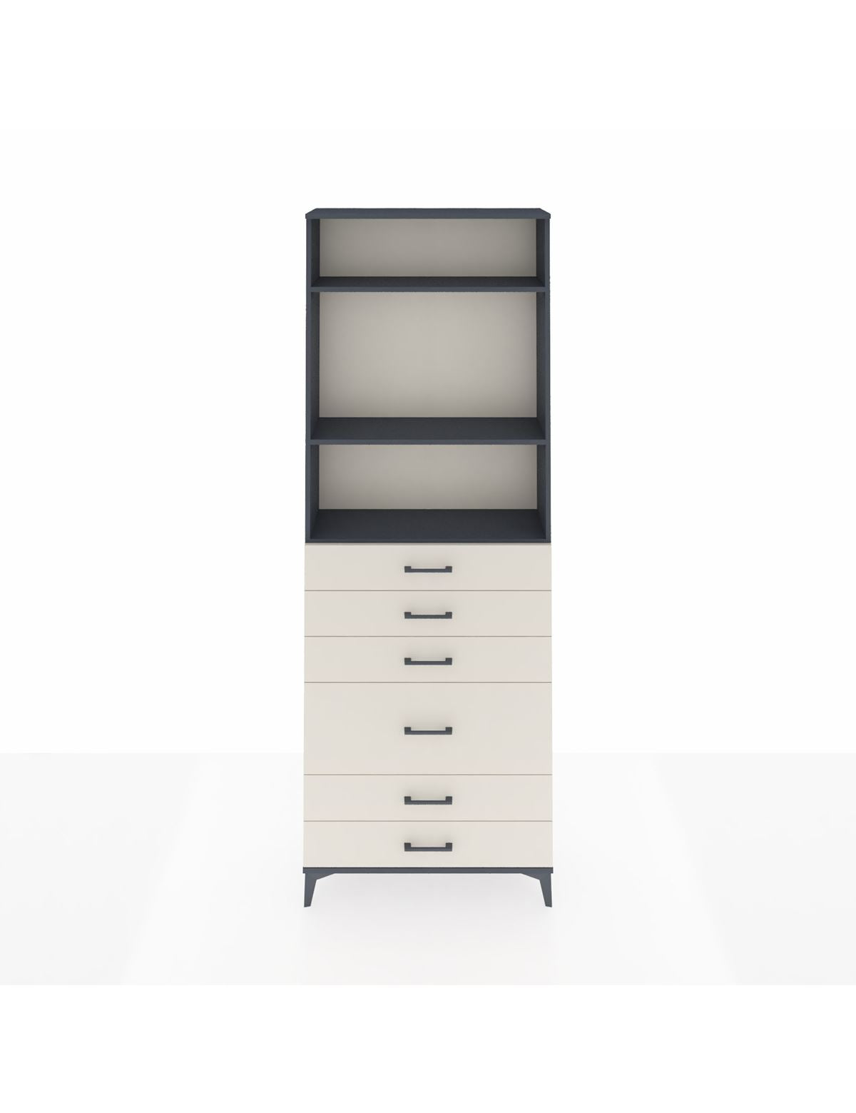 Arges Dolap 3 Raflı 6 Çekmeceli 2 Kapaklı 88x30x243 Antrasit-Aytaşı