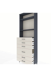 Arges Dolap 3 Raflı 6 Çekmeceli 2 Kapaklı 88x30x243 Antrasit-Aytaşı