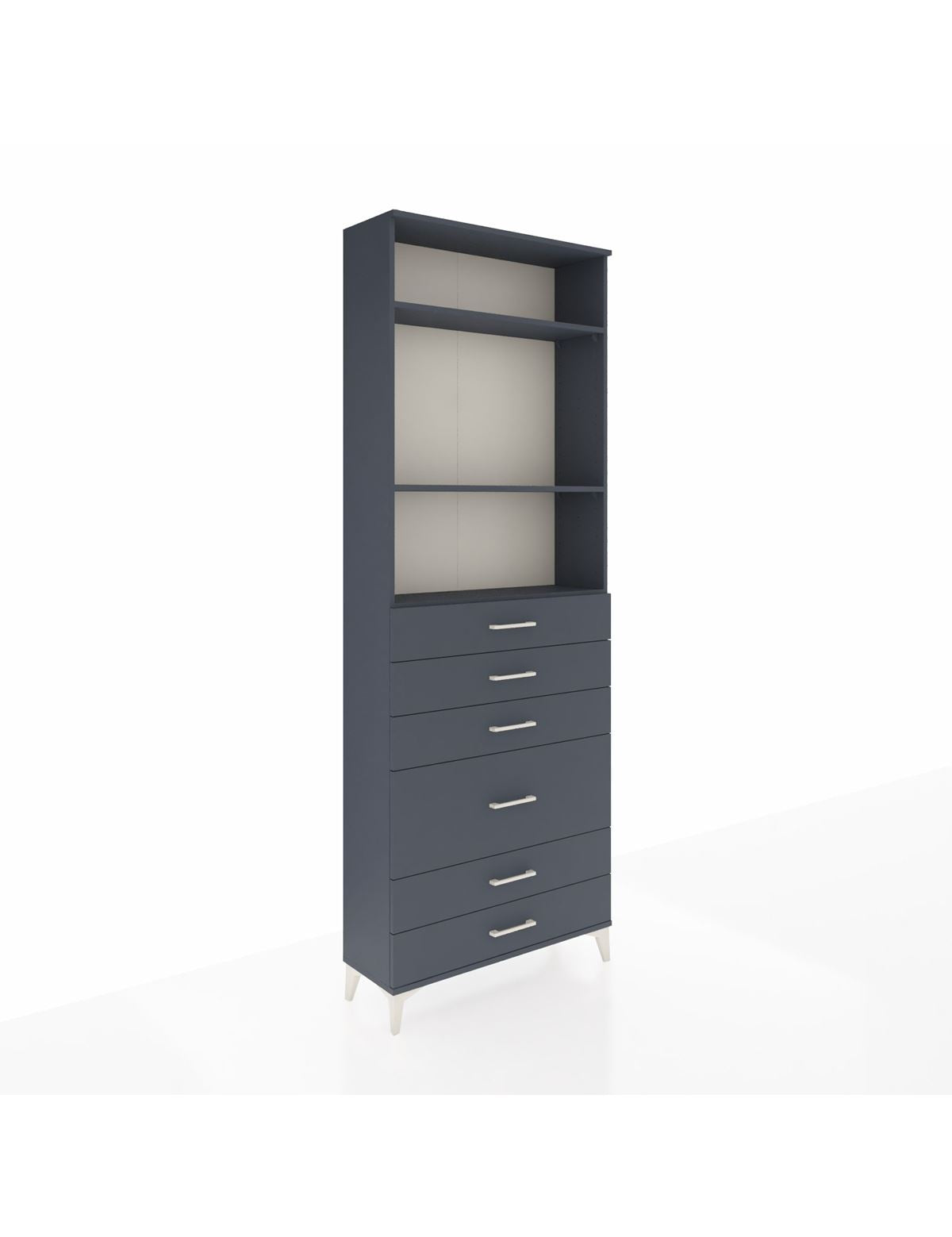 Arges Dolap 3 Raflı 6 Çekmeceli 2 Kapaklı 88x30x243 Antrasit-Antrasit