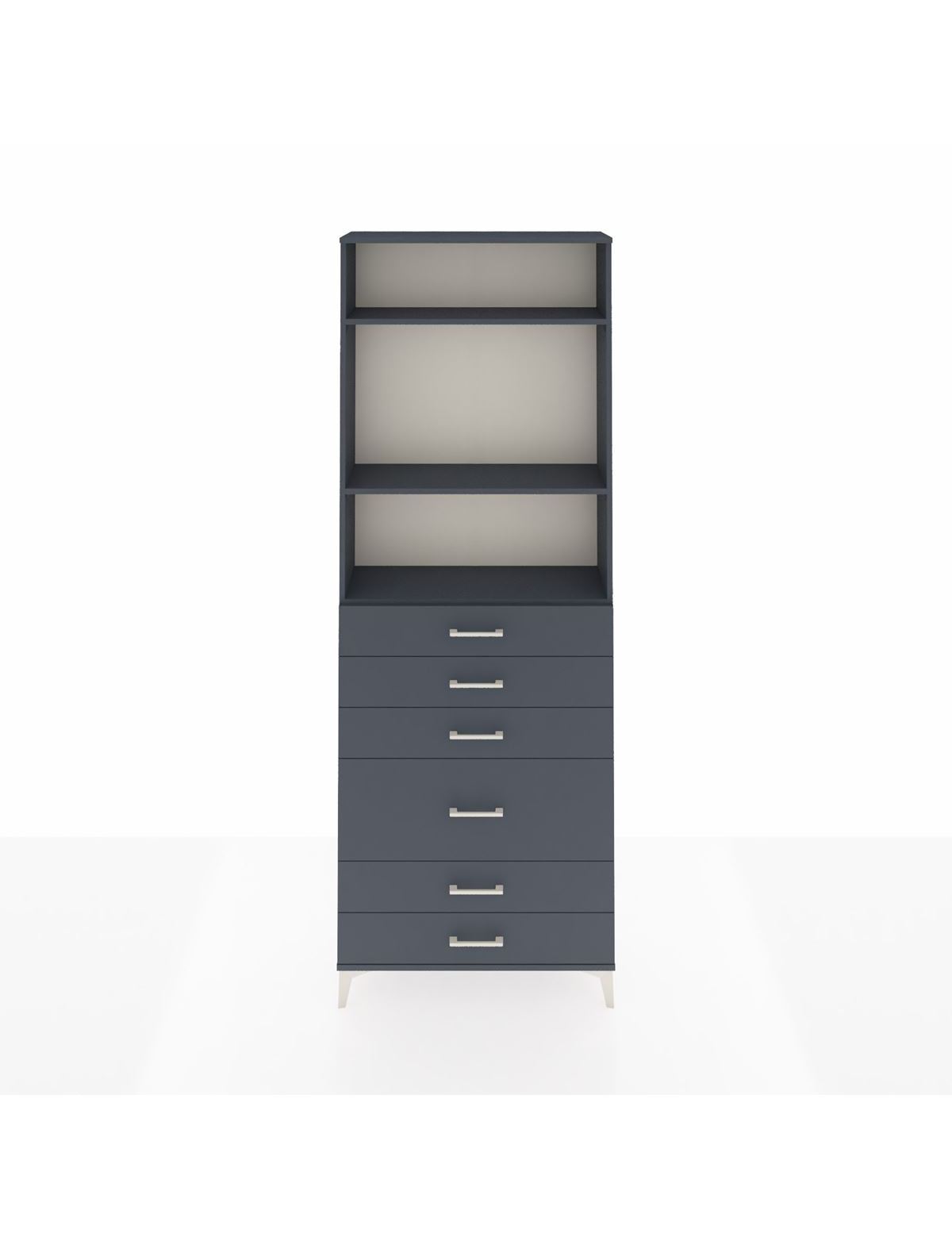 Arges Dolap 3 Raflı 6 Çekmeceli 2 Kapaklı 88x30x243 Antrasit-Antrasit