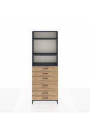 Arges Dolap 3 Raflı 6 Çekmeceli 2 Kapaklı 88x30x243 Antrasit-Çam