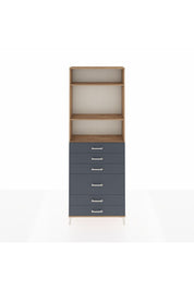 Arges Dolap 3 Raflı 6 Çekmeceli 2 Kapaklı 88x30x243 Çam-Antrasit