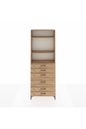 Arges Dolap 3 Raflı 6 Çekmeceli 2 Kapaklı 88x30x243 Çam-Çam