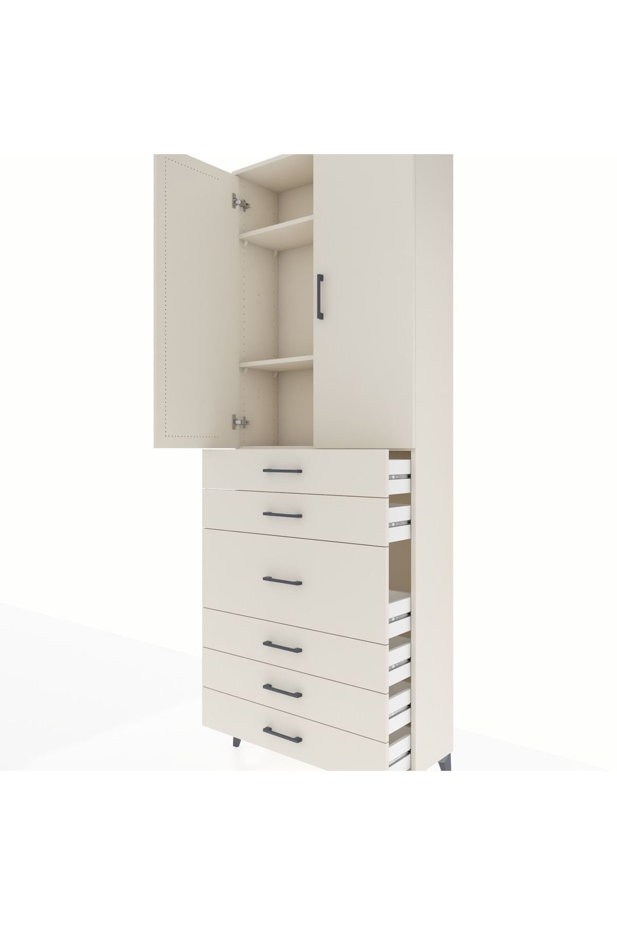 Arges Dolap 4 Raflı 4 Çekmeceli 2 Kapaklı 88x30x243 Aytaşı-Aytaşı