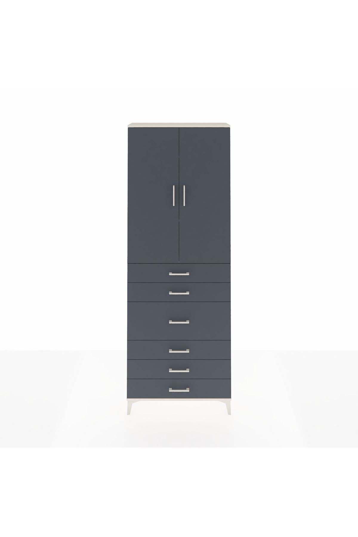 Arges Dolap 4 Raflı 4 Çekmeceli 2 Kapaklı 88x30x243 Aytaşı-Antrasit