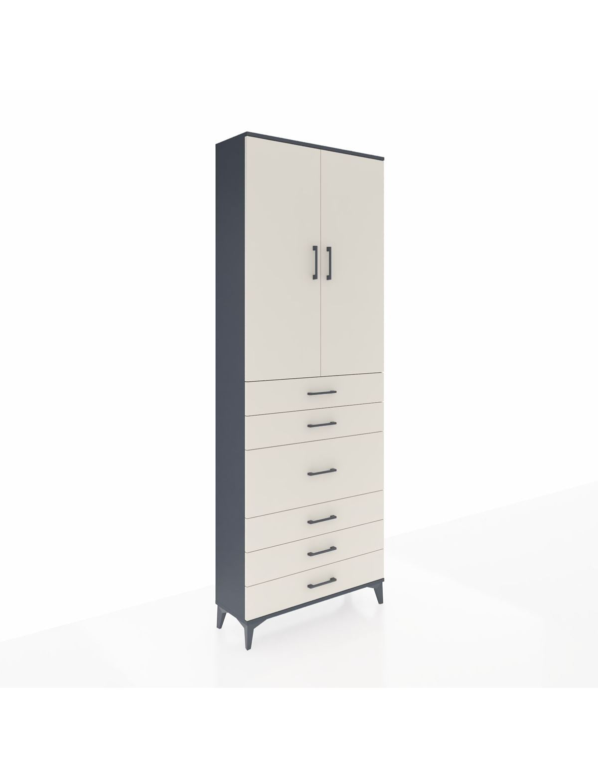 Arges Dolap 4 Raflı 4 Çekmeceli 2 Kapaklı 88x30x243 Antrasit-Aytaşı