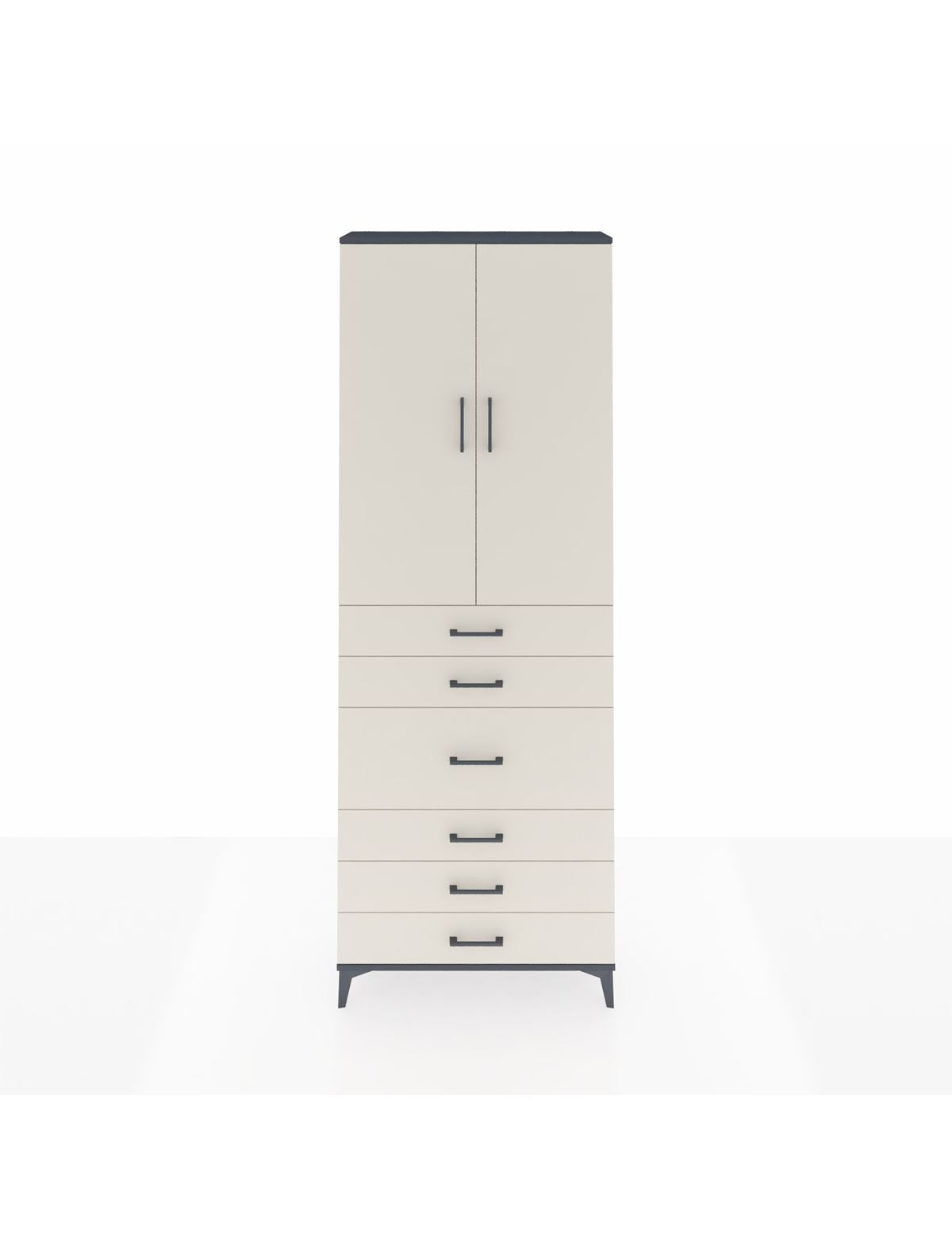 Arges Dolap 4 Raflı 4 Çekmeceli 2 Kapaklı 88x30x243 Antrasit-Aytaşı