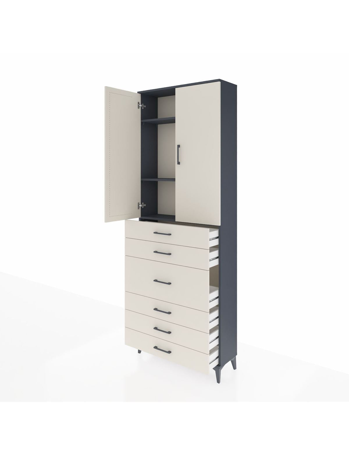 Arges Dolap 4 Raflı 4 Çekmeceli 2 Kapaklı 88x30x243 - S33M067V4A