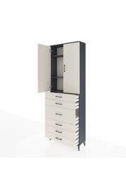 Arges Dolap 4 Raflı 4 Çekmeceli 2 Kapaklı 88x30x243 Antrasit-Aytaşı