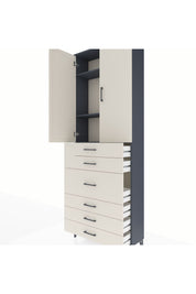 Arges Dolap 4 Raflı 4 Çekmeceli 2 Kapaklı 88x30x243 Antrasit-Aytaşı