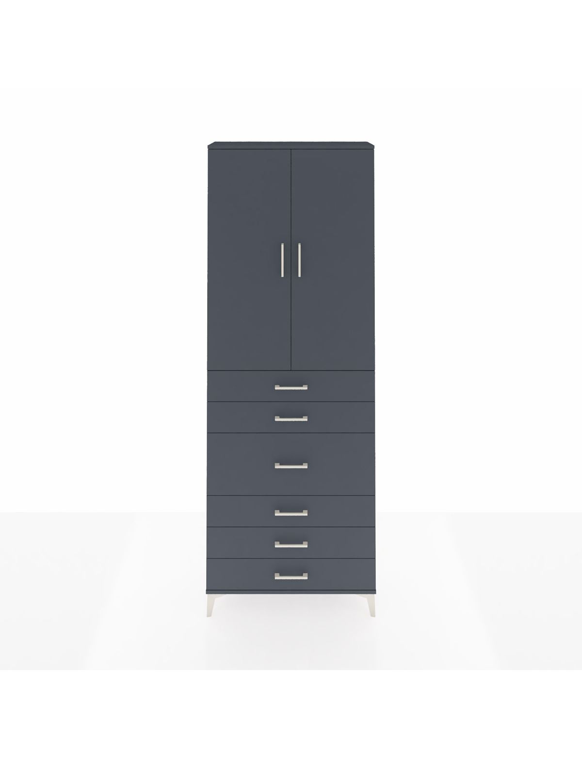 Arges Dolap 4 Raflı 4 Çekmeceli 2 Kapaklı 88x30x243 Antrasit-Antrasit