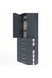 Arges Dolap 4 Raflı 4 Çekmeceli 2 Kapaklı 88x30x243 Antrasit-Antrasit