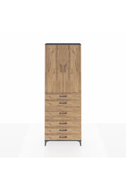 Arges Dolap 4 Raflı 4 Çekmeceli 2 Kapaklı 88x30x243 Antrasit-Çam