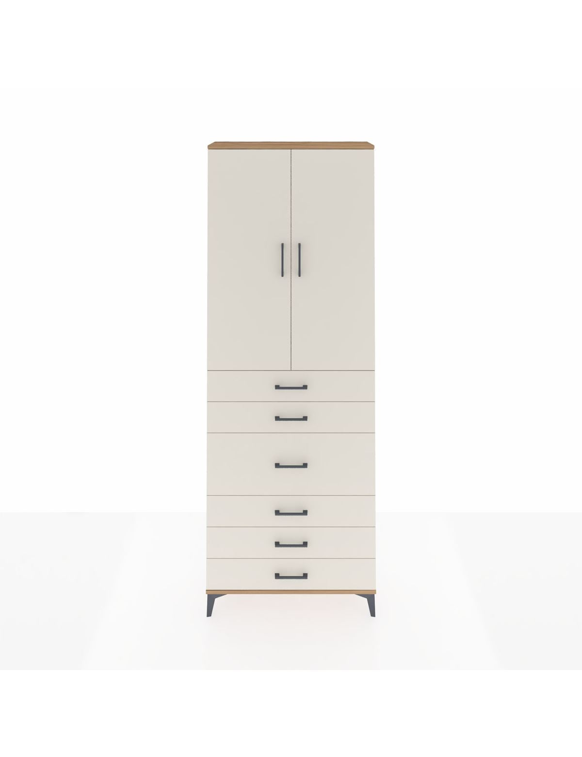 Arges Dolap 4 Raflı 4 Çekmeceli 2 Kapaklı 88x30x243 Çam-Aytaşı