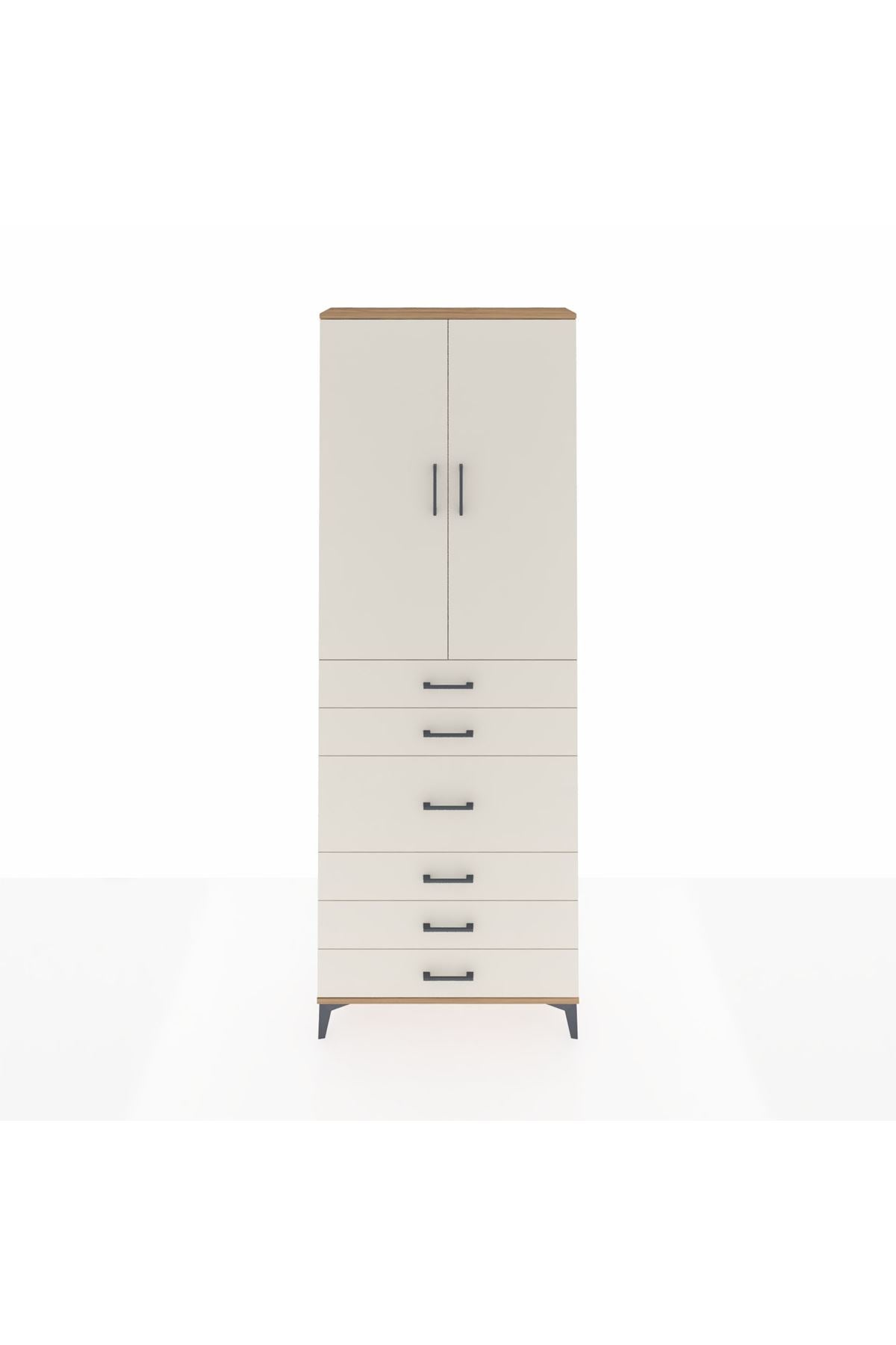 Arges Dolap 4 Raflı 4 Çekmeceli 2 Kapaklı 88x30x243 Çam-Aytaşı