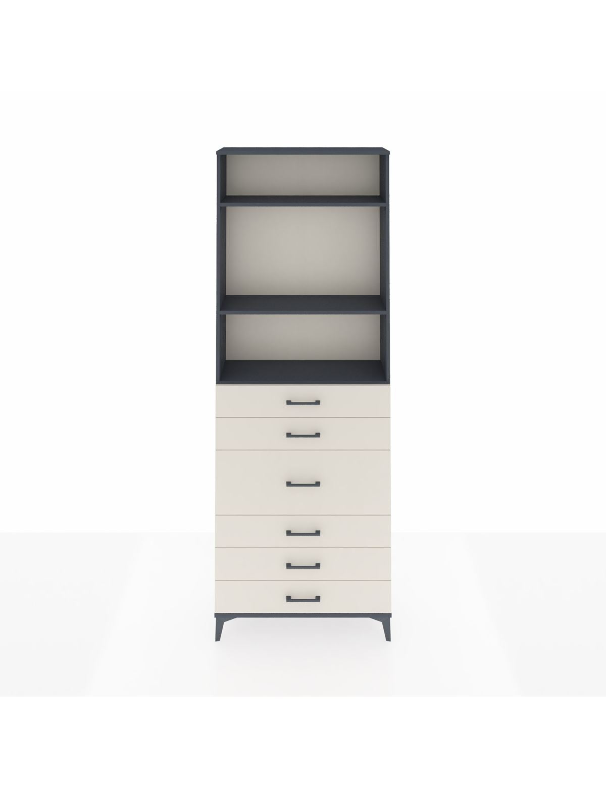 Arges Dolap 3 Raflı 7 Çekmeceli 2 Kapaklı 88x30x243 Antrasit-Aytaşı