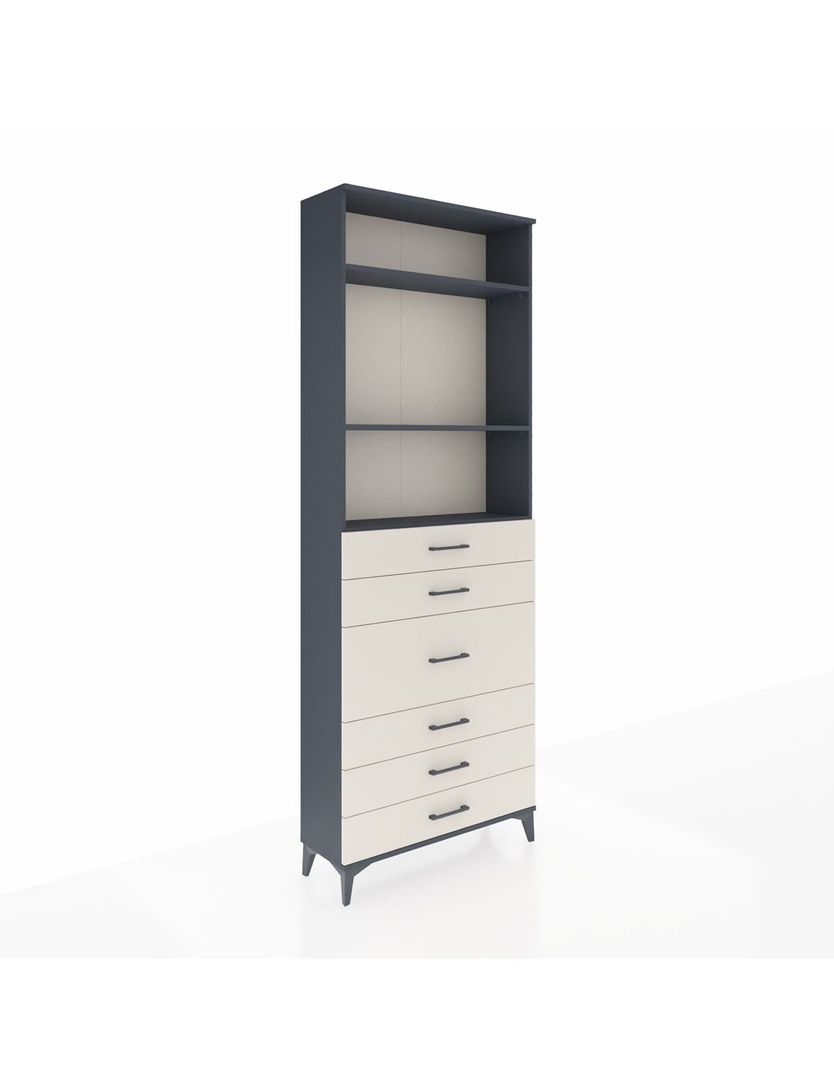 Arges Dolap 3 Raflı 7 Çekmeceli 2 Kapaklı 88x30x243 Antrasit-Aytaşı