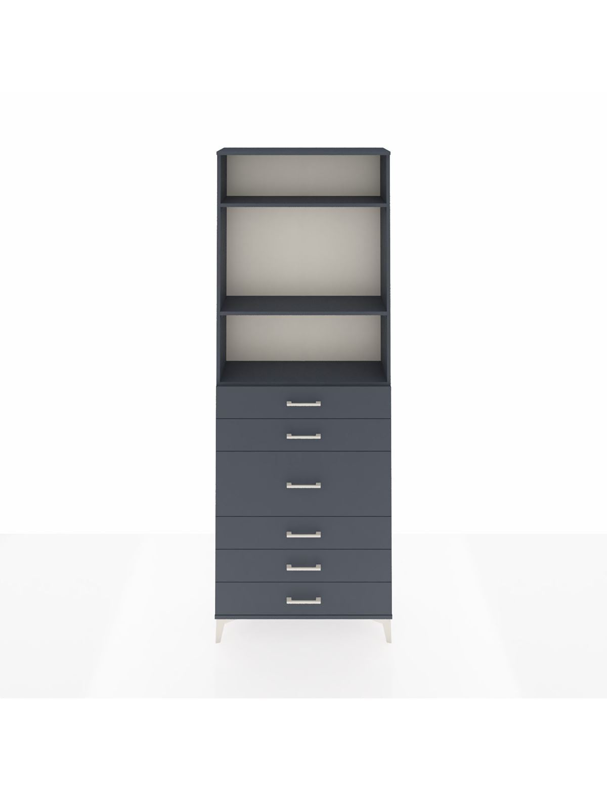 Arges Dolap 3 Raflı 7 Çekmeceli 2 Kapaklı 88x30x243 Antrasit-Antrasit