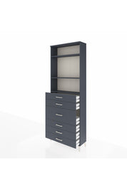 Arges Dolap 3 Raflı 7 Çekmeceli 2 Kapaklı 88x30x243 Antrasit-Antrasit