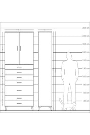 Arges Dolap 3 Raflı 7 Çekmeceli 2 Kapaklı 88x30x243 Antrasit-Antrasit