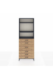 Arges Dolap 3 Raflı 7 Çekmeceli 2 Kapaklı 88x30x243 Antrasit-Çam