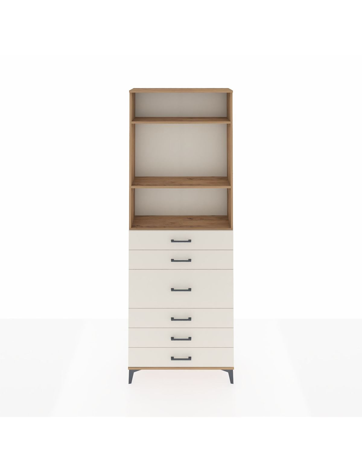 Arges Dolap 3 Raflı 7 Çekmeceli 2 Kapaklı 88x30x243 Çam-Aytaşı