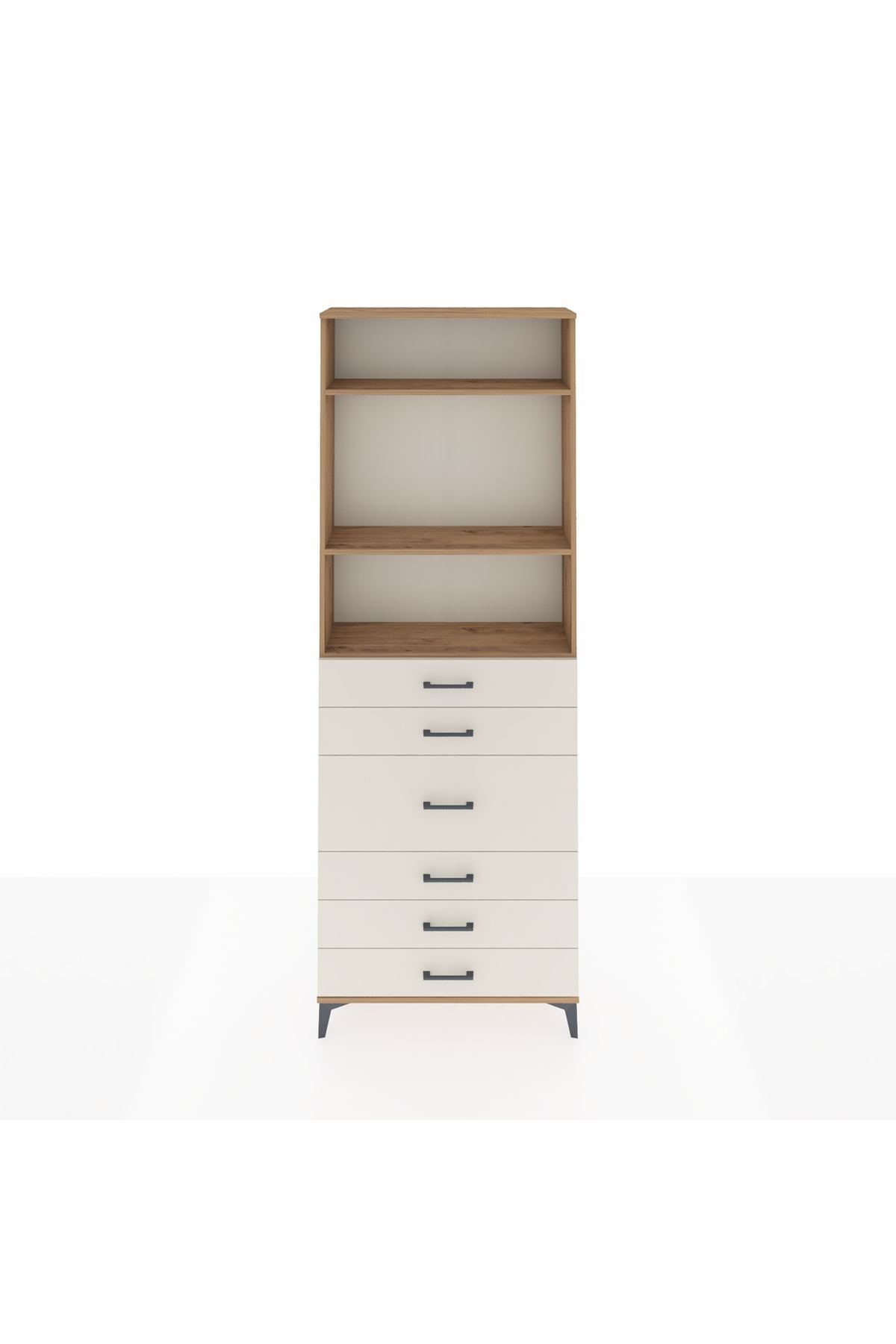 Arges Dolap 3 Raflı 7 Çekmeceli 2 Kapaklı 88x30x243 Çam-Aytaşı