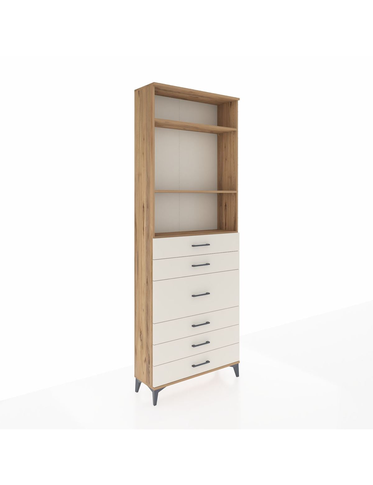 Arges Dolap 3 Raflı 7 Çekmeceli 2 Kapaklı 88x30x243 Çam-Aytaşı