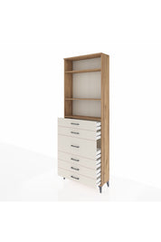 Arges Dolap 3 Raflı 7 Çekmeceli 2 Kapaklı 88x30x243 Çam-Aytaşı