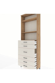 Arges Dolap 3 Raflı 7 Çekmeceli 2 Kapaklı 88x30x243 Çam-Aytaşı