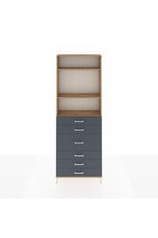 Arges Dolap 3 Raflı 7 Çekmeceli 2 Kapaklı 88x30x243 Çam-Antrasit