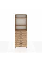 Arges Dolap 3 Raflı 7 Çekmeceli 2 Kapaklı 88x30x243 Çam-Çam