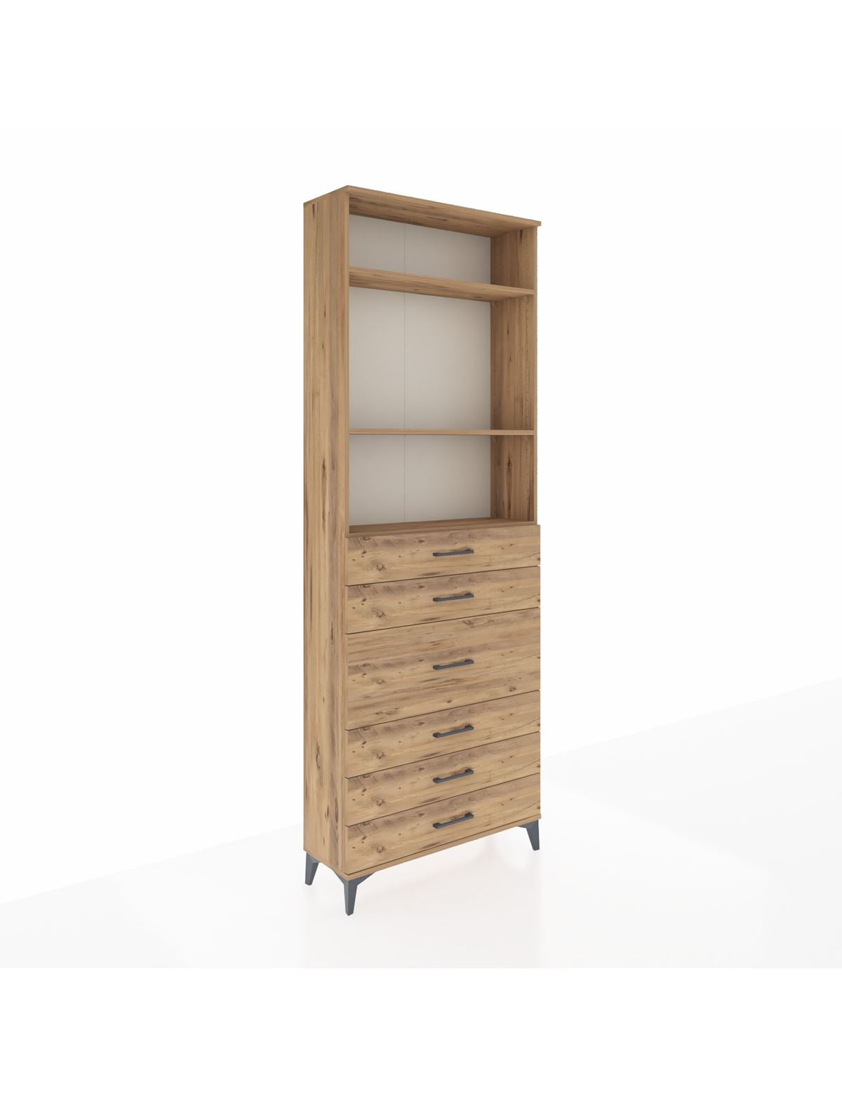 Arges Dolap 3 Raflı 7 Çekmeceli 2 Kapaklı 88x30x243 Çam-Çam