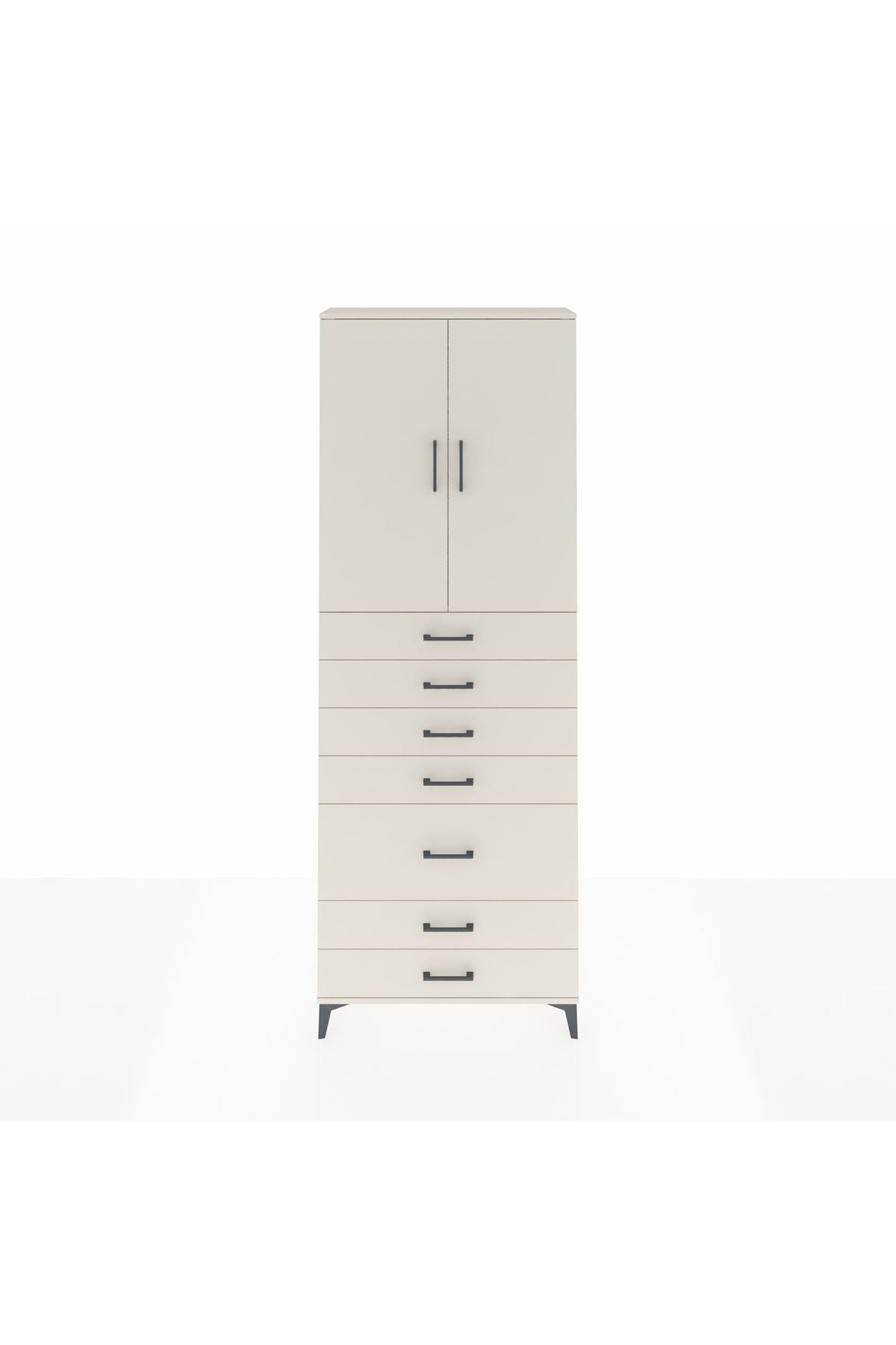 Arges Dolap 3 Raflı 5 Çekmeceli 2 Kapaklı 88x30x243 Aytaşı-Aytaşı