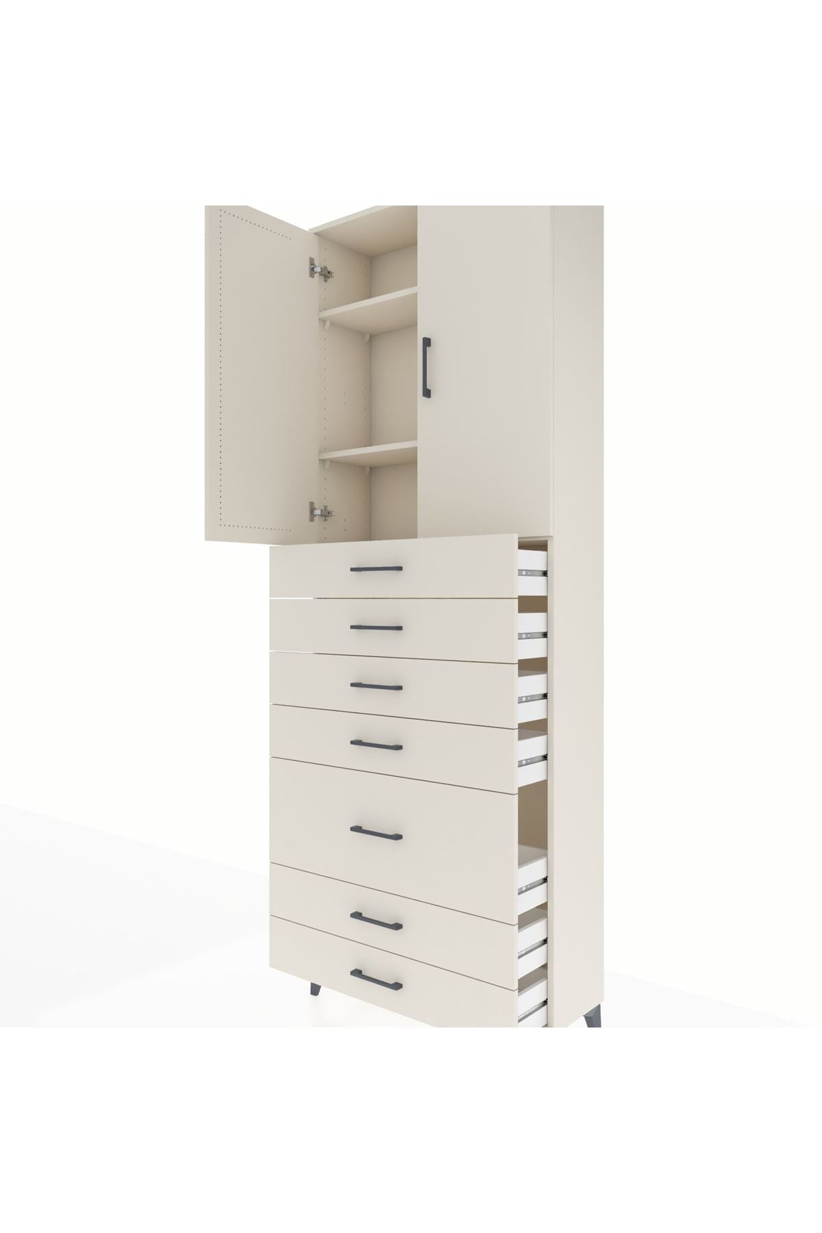 Arges Dolap 3 Raflı 5 Çekmeceli 2 Kapaklı 88x30x243 Aytaşı-Aytaşı