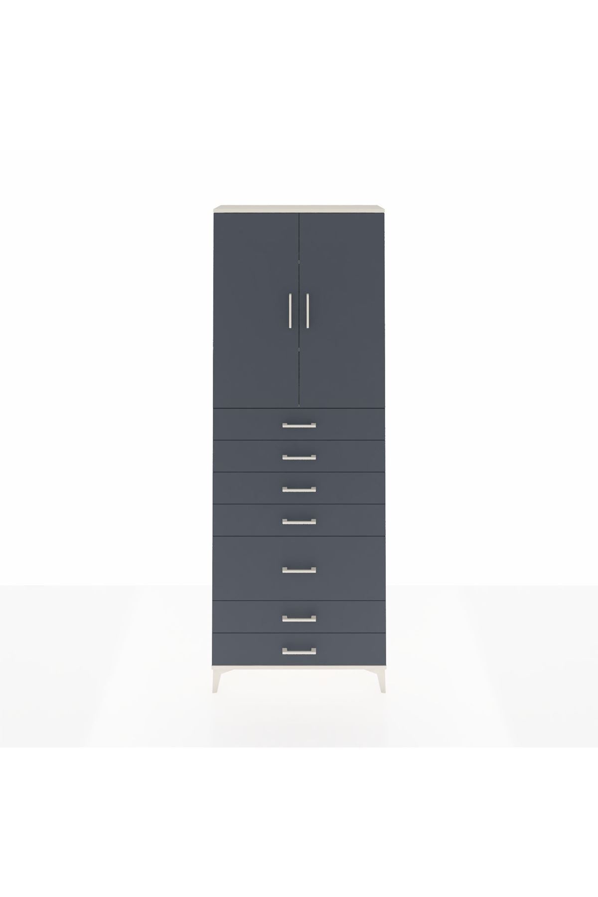 Arges Dolap 3 Raflı 5 Çekmeceli 2 Kapaklı 88x30x243 Aytaşı-Antrasit