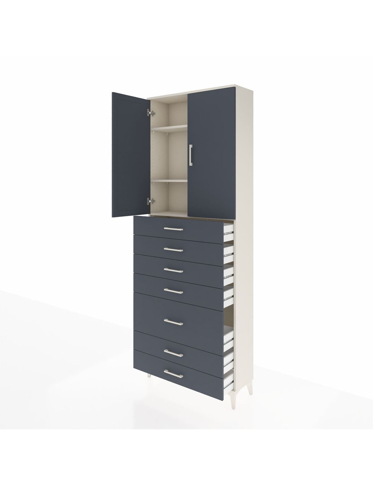Arges Dolap 3 Raflı 5 Çekmeceli 2 Kapaklı 88x30x243 - S33M069V2A