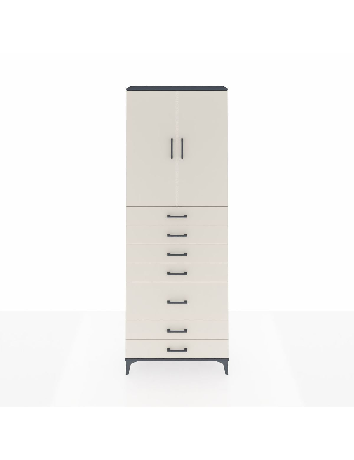 Arges Dolap 3 Raflı 5 Çekmeceli 2 Kapaklı 88x30x243 Antrasit-Aytaşı