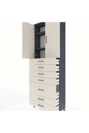 Arges Dolap 3 Raflı 5 Çekmeceli 2 Kapaklı 88x30x243 Antrasit-Aytaşı