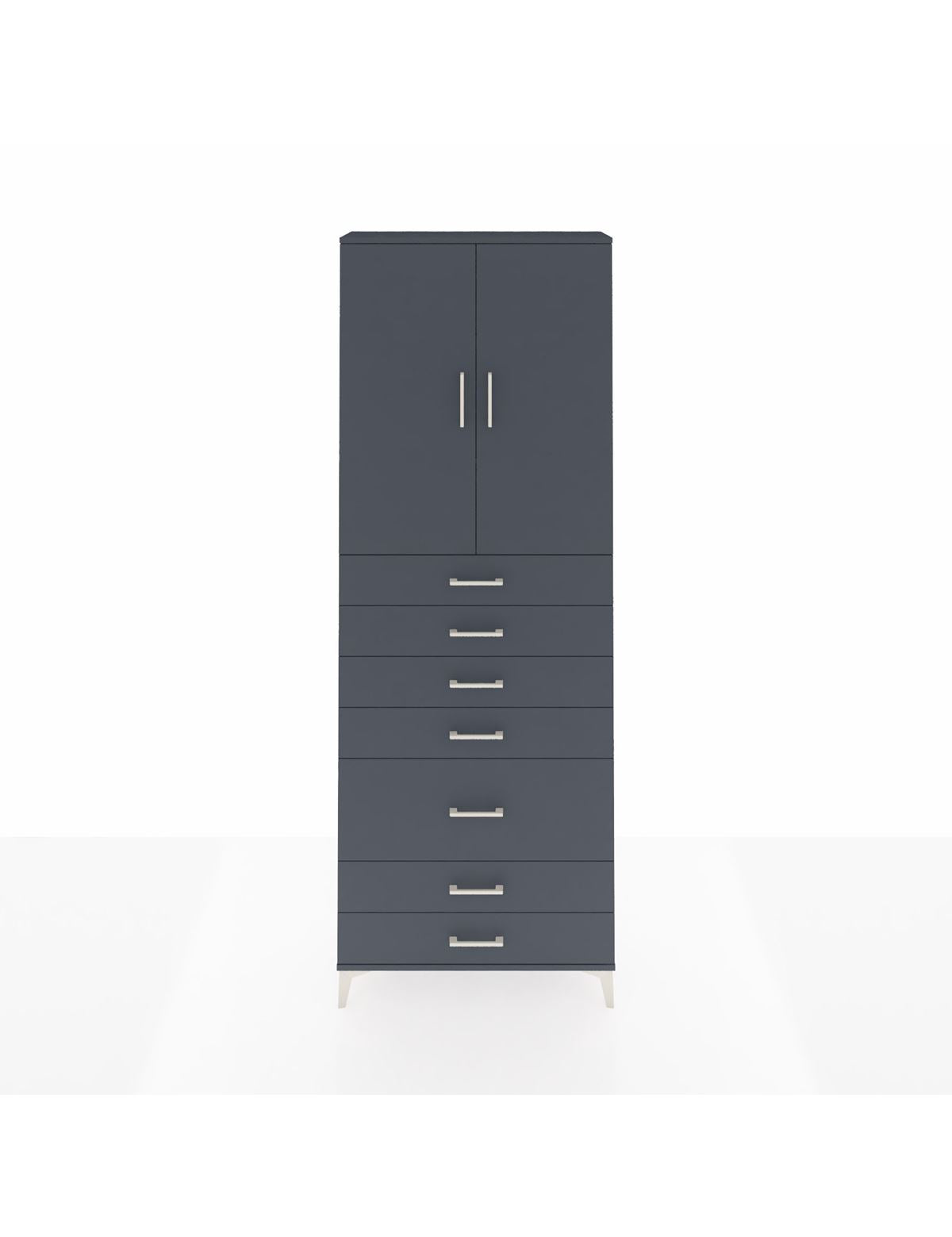 Arges Dolap 3 Raflı 5 Çekmeceli 2 Kapaklı 88x30x243 Antrasit-Antrasit